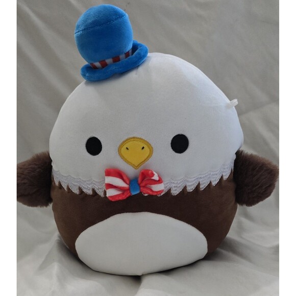 Original Squishmallows 8" Edward The Bald Eagle Patriotic Top Hat Tie 4th July - Picture 1 of 5